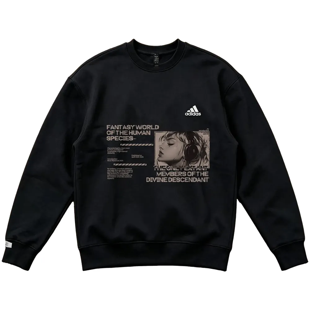 Adidas Sweatshirts Unisex Black Crew Neck Moderate