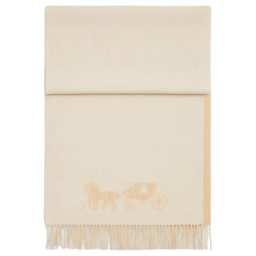 COACH Wool Knit Scarves Unisex Beige