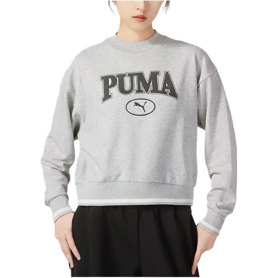 PUMA Sweatshirts Women's Gray Crew Neck Moderate Straight Fit