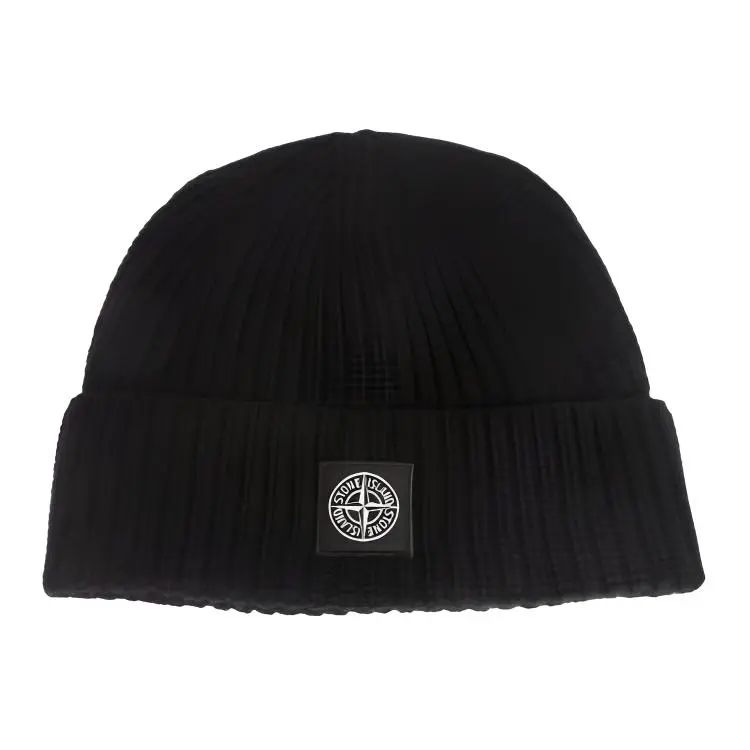 STONE ISLAND Wool Blend Beanies Unisex Black