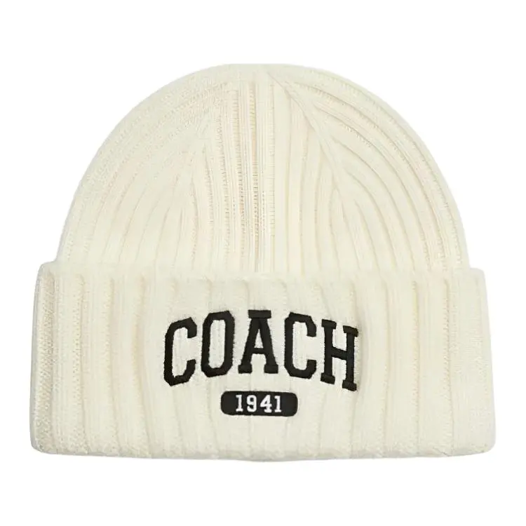 COACH Sheep Wool Beanies Women's White