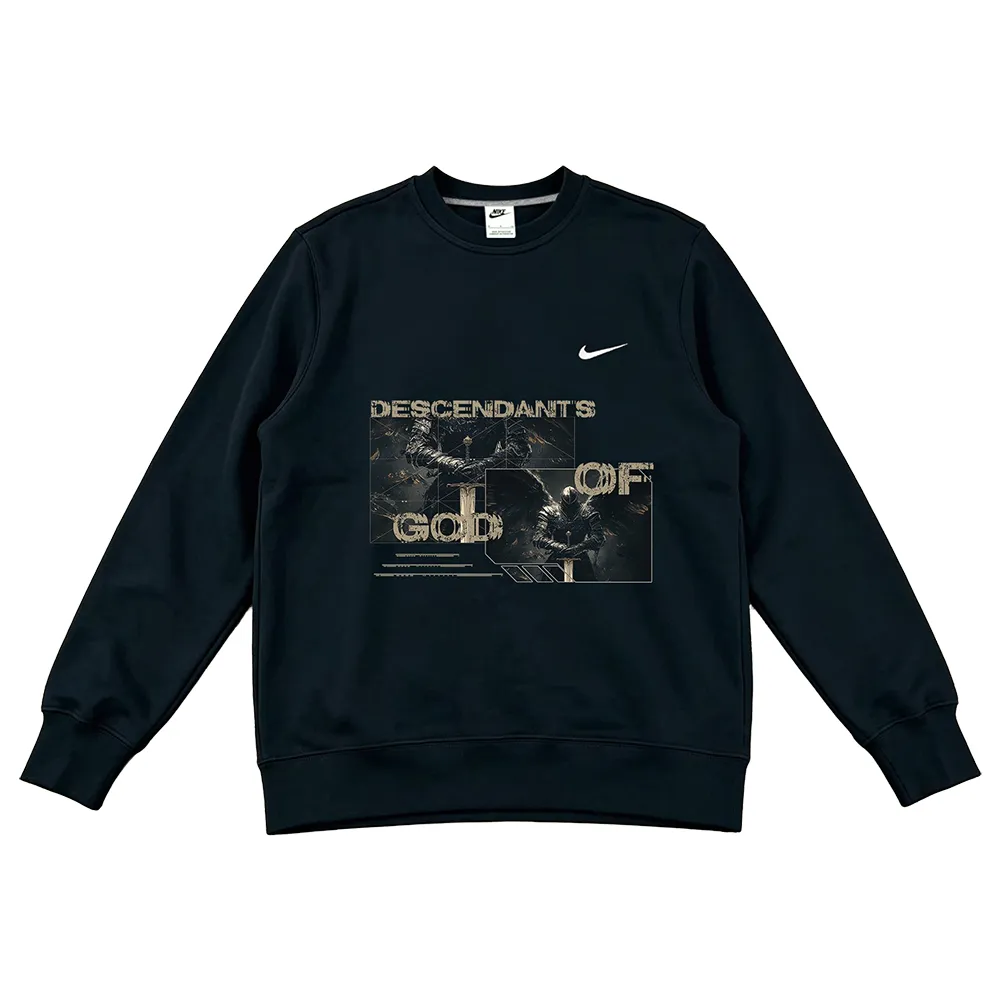 Nike Sweatshirts Unisex Black Crew Neck Moderate