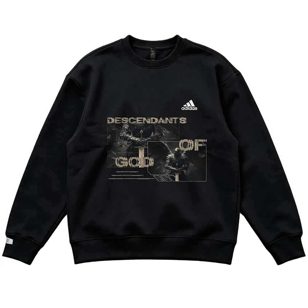 Adidas Sweatshirts Unisex Black Crew Neck Moderate