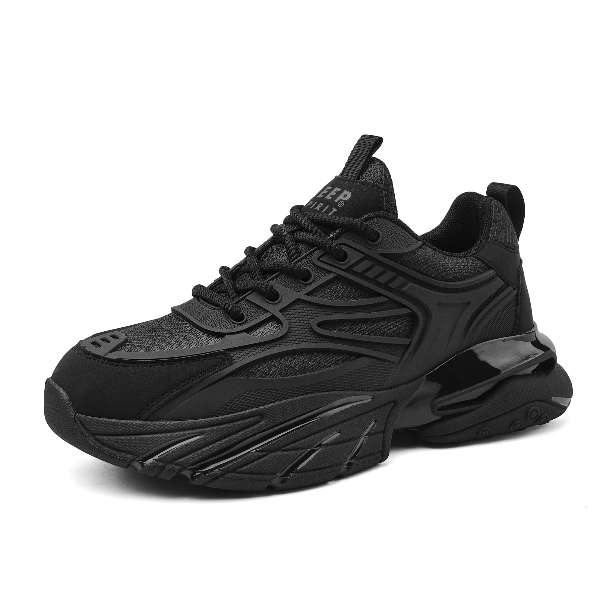 JEEP SPIRIT Black Myth Cushioning Slip Resistant Abrasion Resistant Lightweight Height Increasing Low top