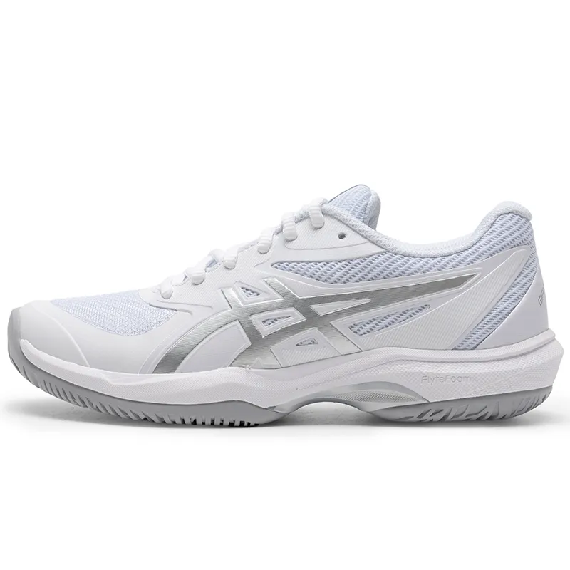 ASICS GAME FF Textile, Synthetic Leather Slip Resistant Low top Tennis Shoes Women's White Silver