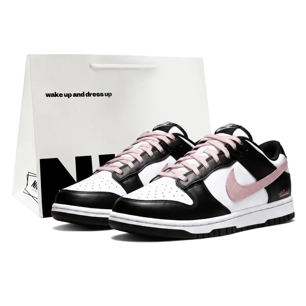 Nike Dunk Mouldy Berry, Shopping Bag Slip-Resistant Abrasion-Resistant Low-top Skateboard Shoes Women's Black Pink