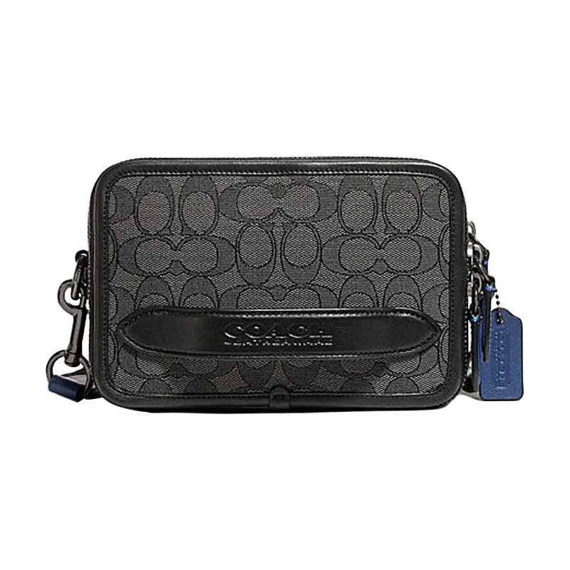 COACH Charter Calfskin Textile Crossbody Bags Small Men's Black