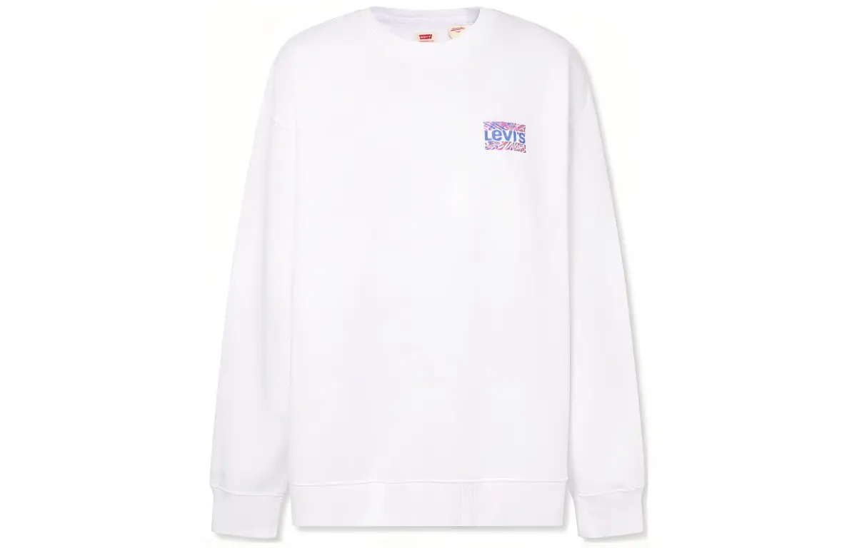 Levi's Sweatshirts Men's White Crew Neck Moderate Straight Fit