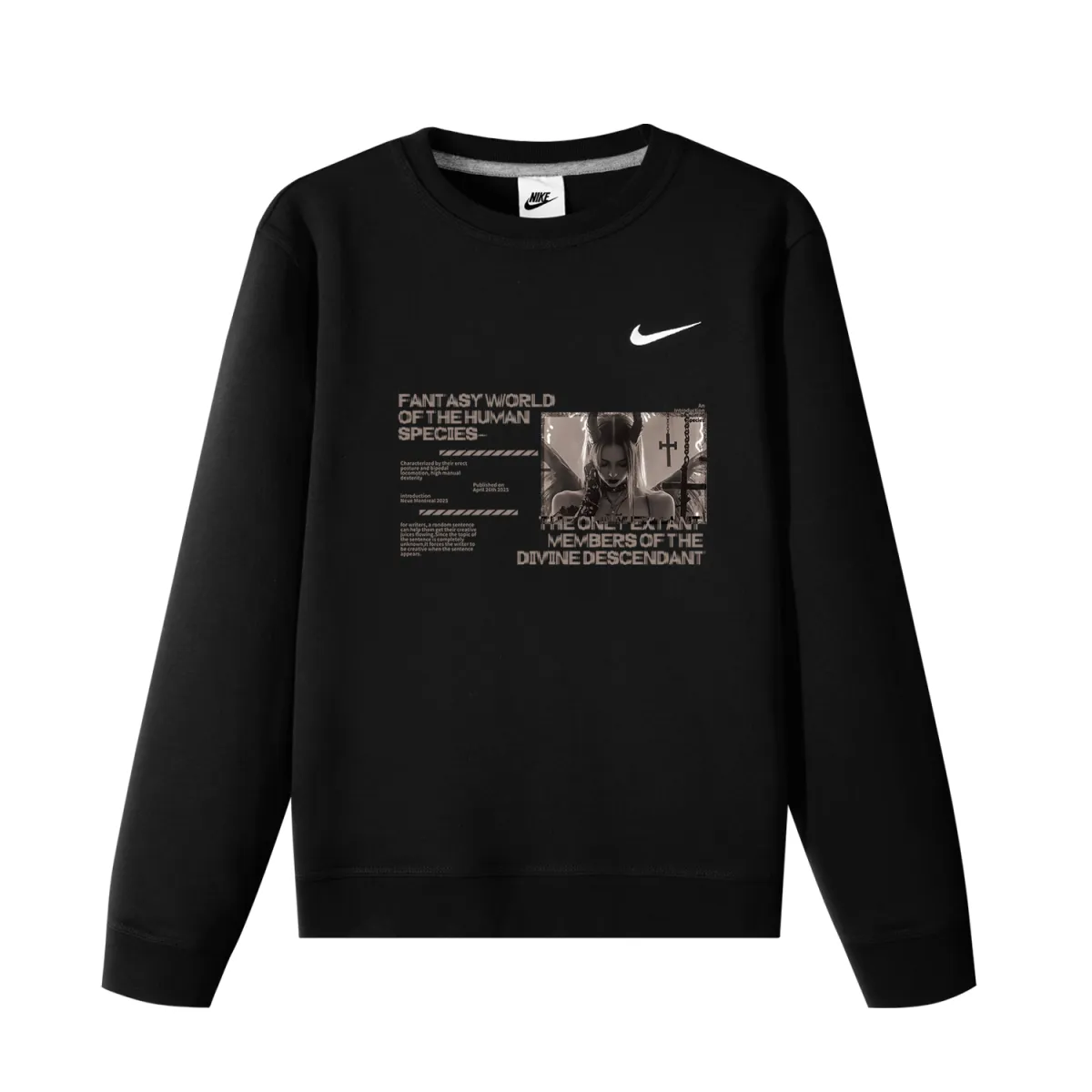Nike Sweatshirts Unisex Black Caramel Temptation B Crew Neck Moderate Regular