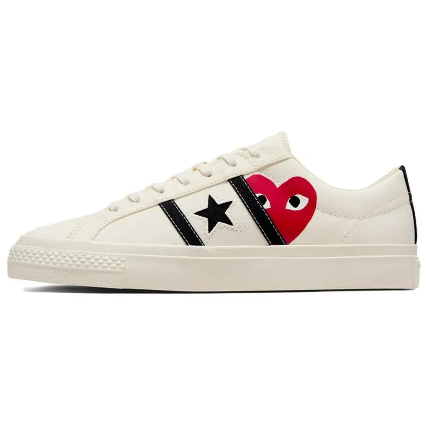 Converse x CDG Play Low-top Canvas Shoes Unisex Ecru