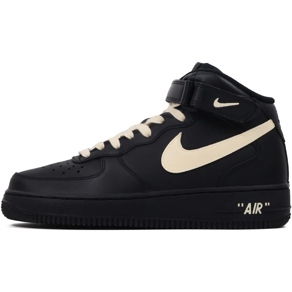 Nike Air Force 1 Slip Resistant Abrasion Resistant Mid top Skateboard Shoes Unisex Black White