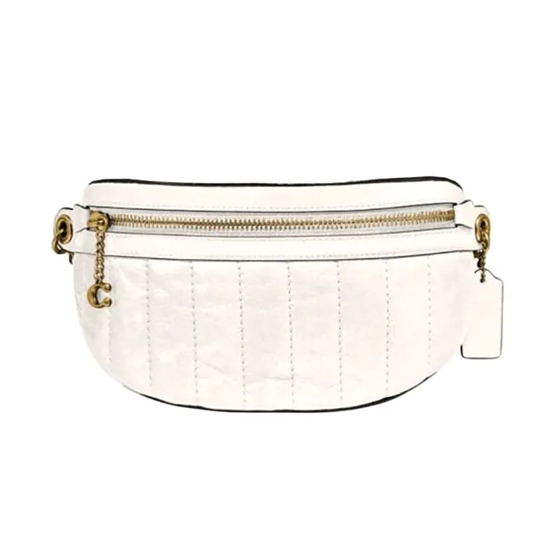COACH Chain Leather Shoulder Bag, Crossbody Bag, Sling Bag Fanny Packs Small Women's White