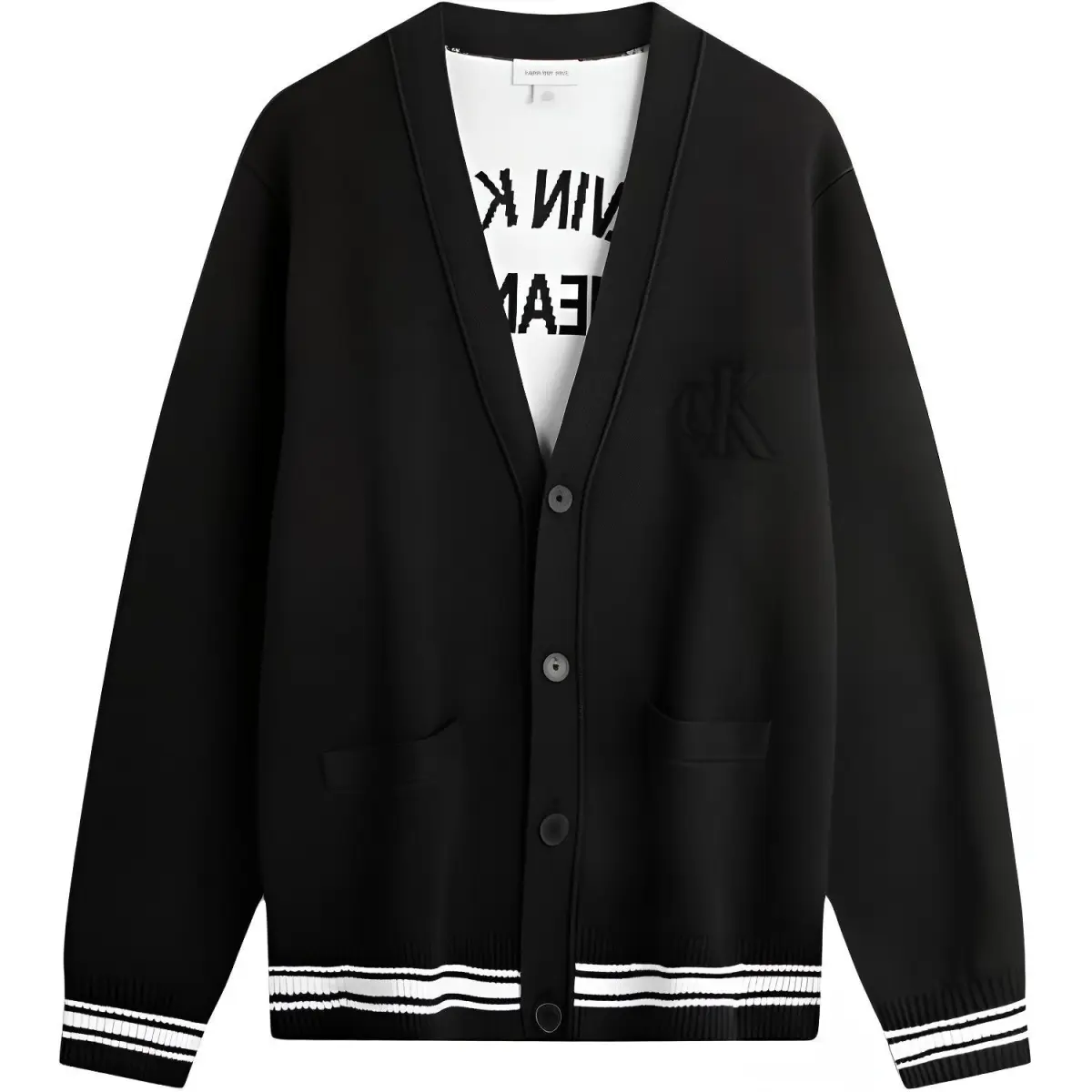 Calvin Klein Knitwear Unisex UB1-Space Black V-neck Moderate Cardigan