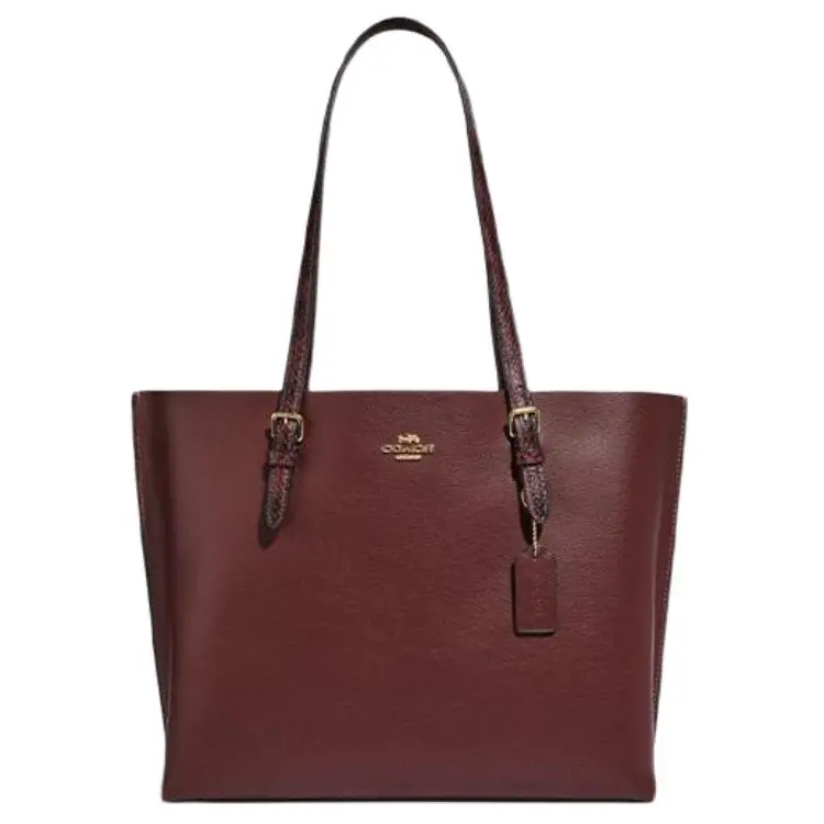 COACH Mollie Cow Leather Tote Shoulder Bags 34 Women's Burgundy