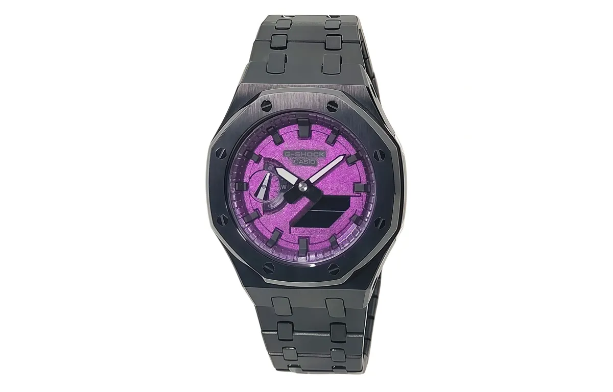 CASIO Men Liquid Crystal/Analog Dual Display Series 44mm Purple Watch