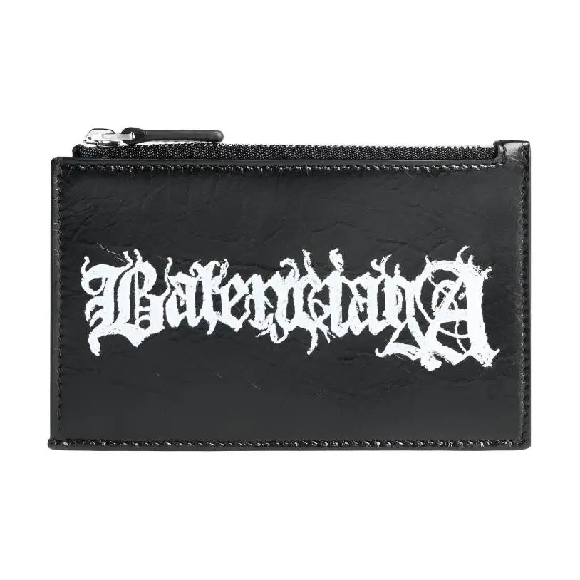 Balenciaga Lambskin Wallet, Card Holder Large Men's Black & White