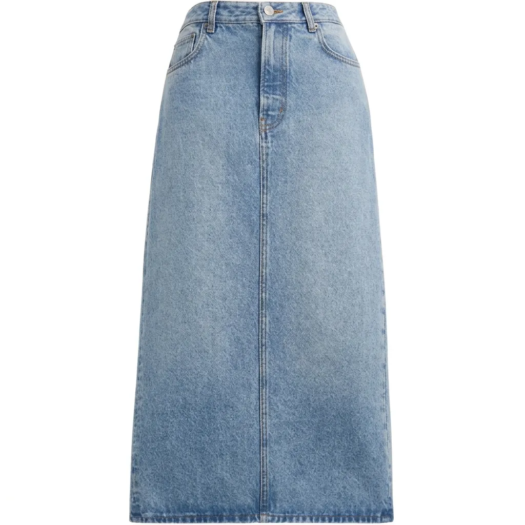 COACH FW23 Denim Long Skirt Women's Blue