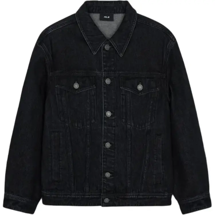 MLB BASIC MEGA LOGO LASER CUTTING DENIM TRUCKER JACKET Denim Jacket Unisex Black