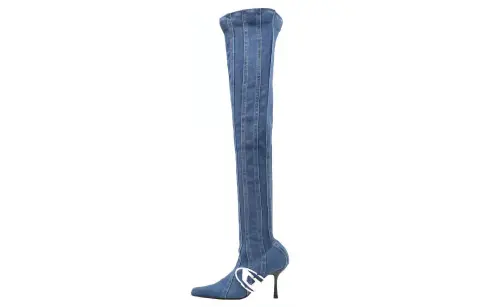 DIESEL Denim Knee-high Boots Women's Blue