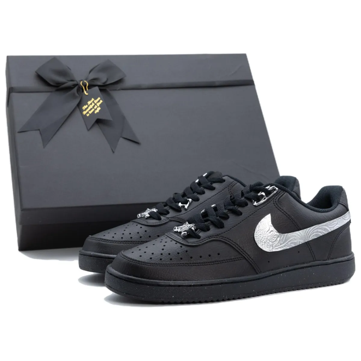 Nike Court Vision Black Warrior, Box Abrasion-Resistant Height-Increasing Slip-Resistant Low-top Skateboard Shoes Men's