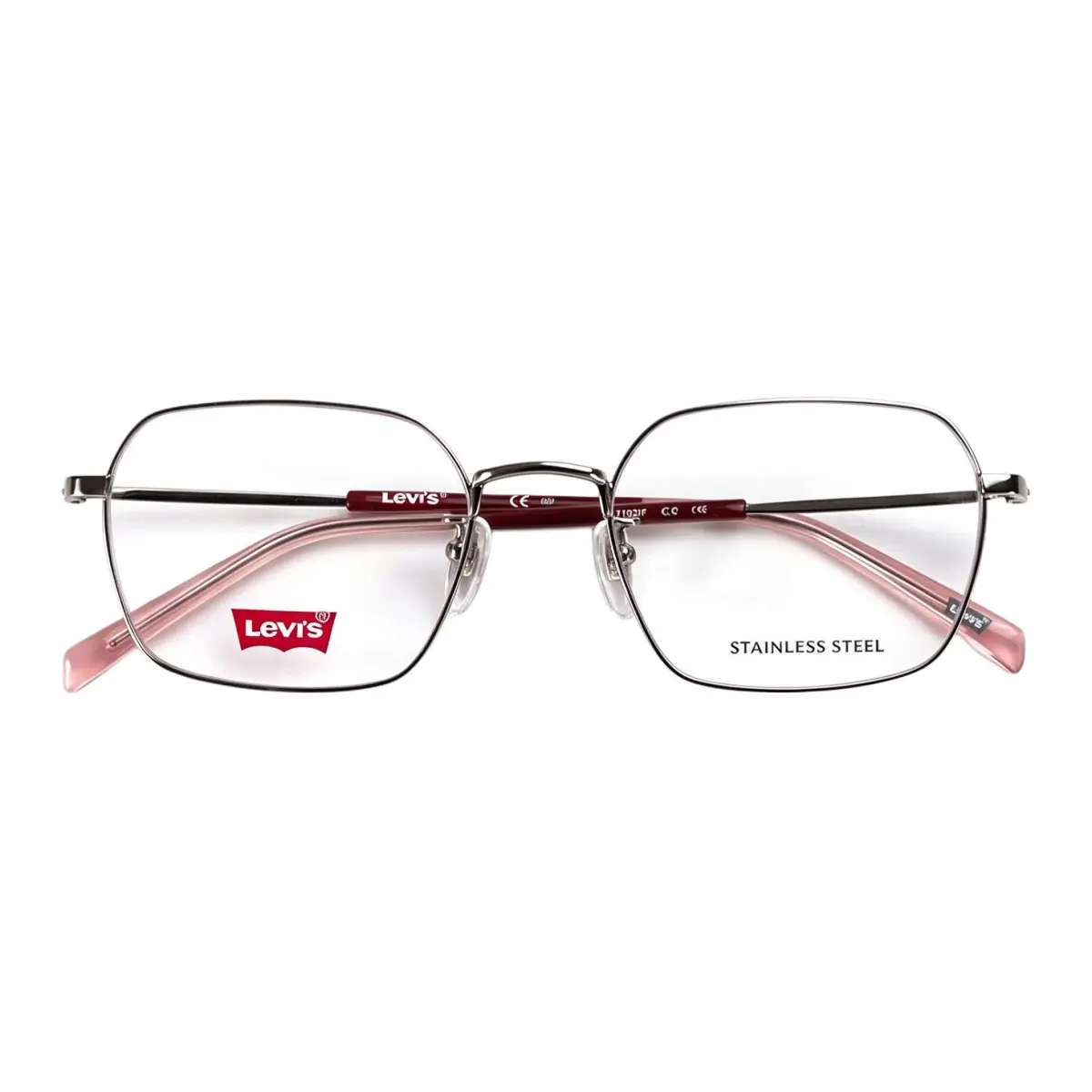 Levi's Metal Square Eyeglass Frames Unisex Light Gray