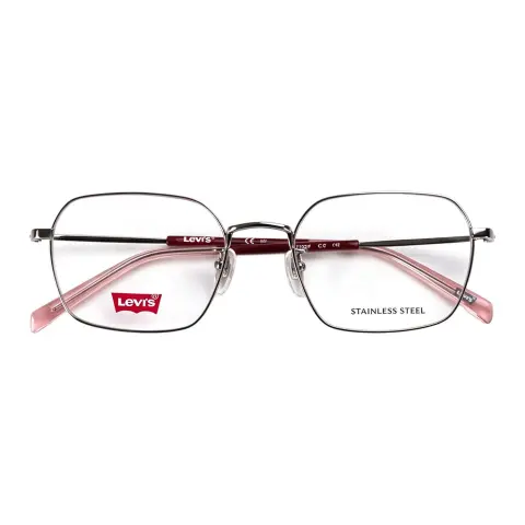 Levi's Metal Square Eyeglass Frames Unisex Light Gray