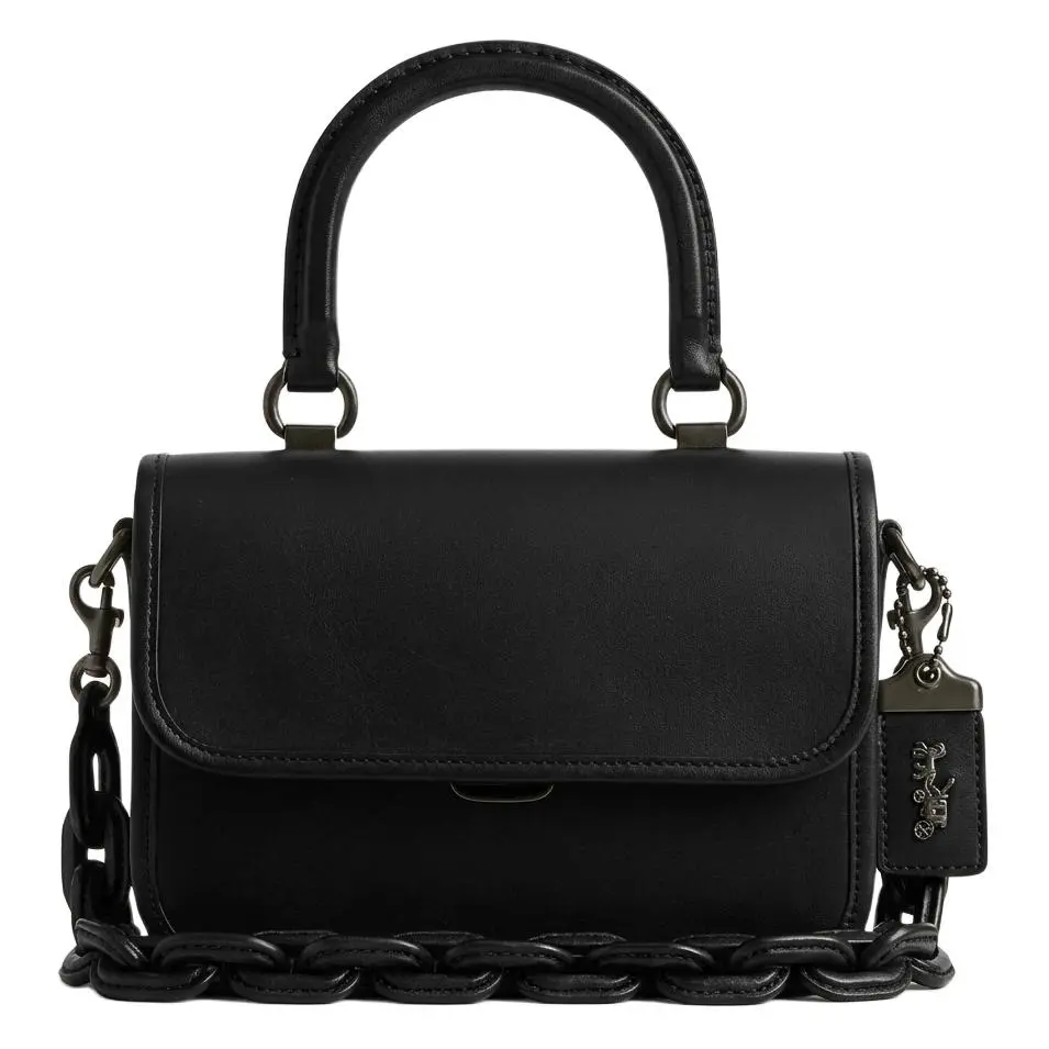 COACH Rogue Cow Leather One Shoulder Crossbody Handbags Small Women's Black