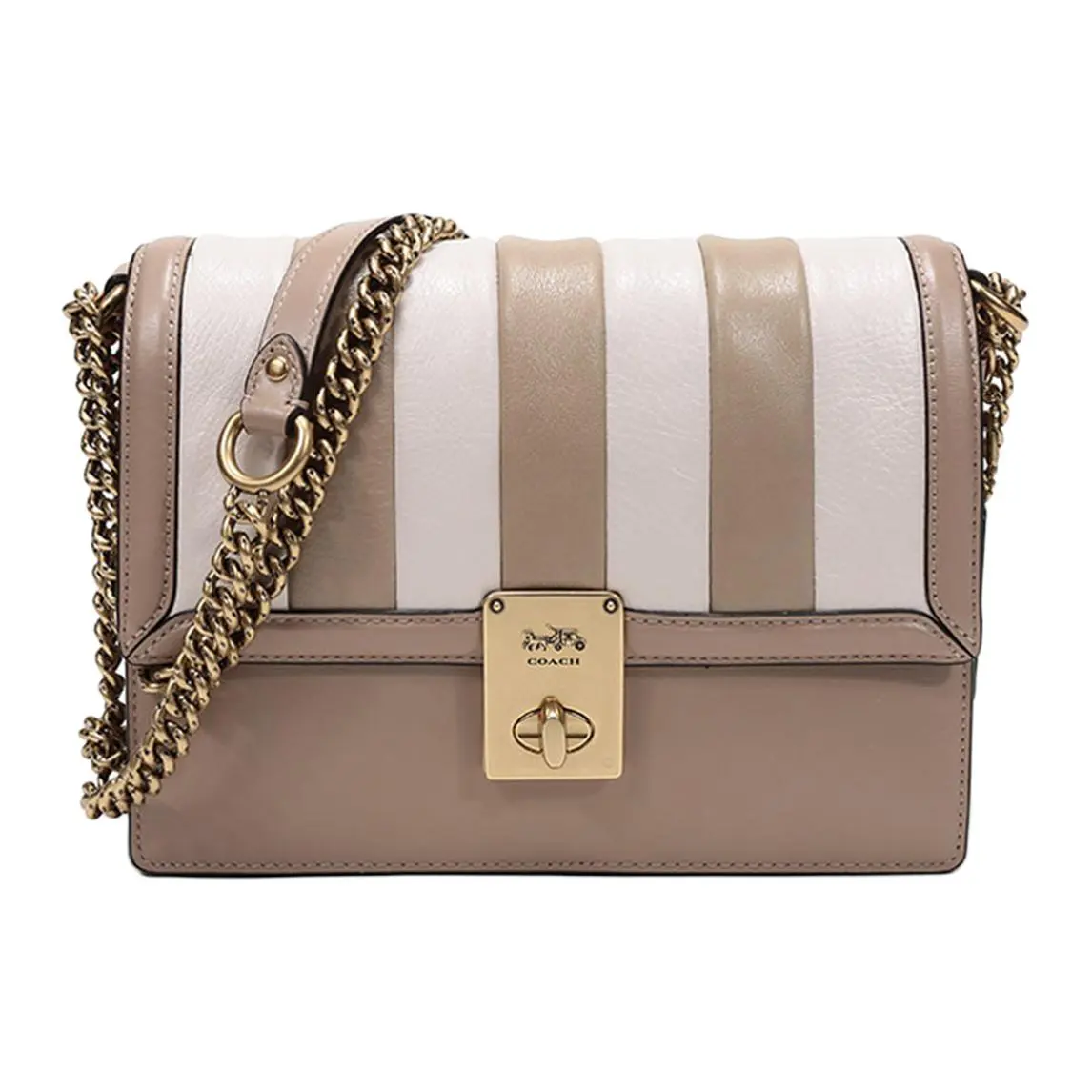 COACH Hutton Leather Small Square Bag Crossbody Shoulder Bags Small Women's Light Coffee Chalk White Multicolor