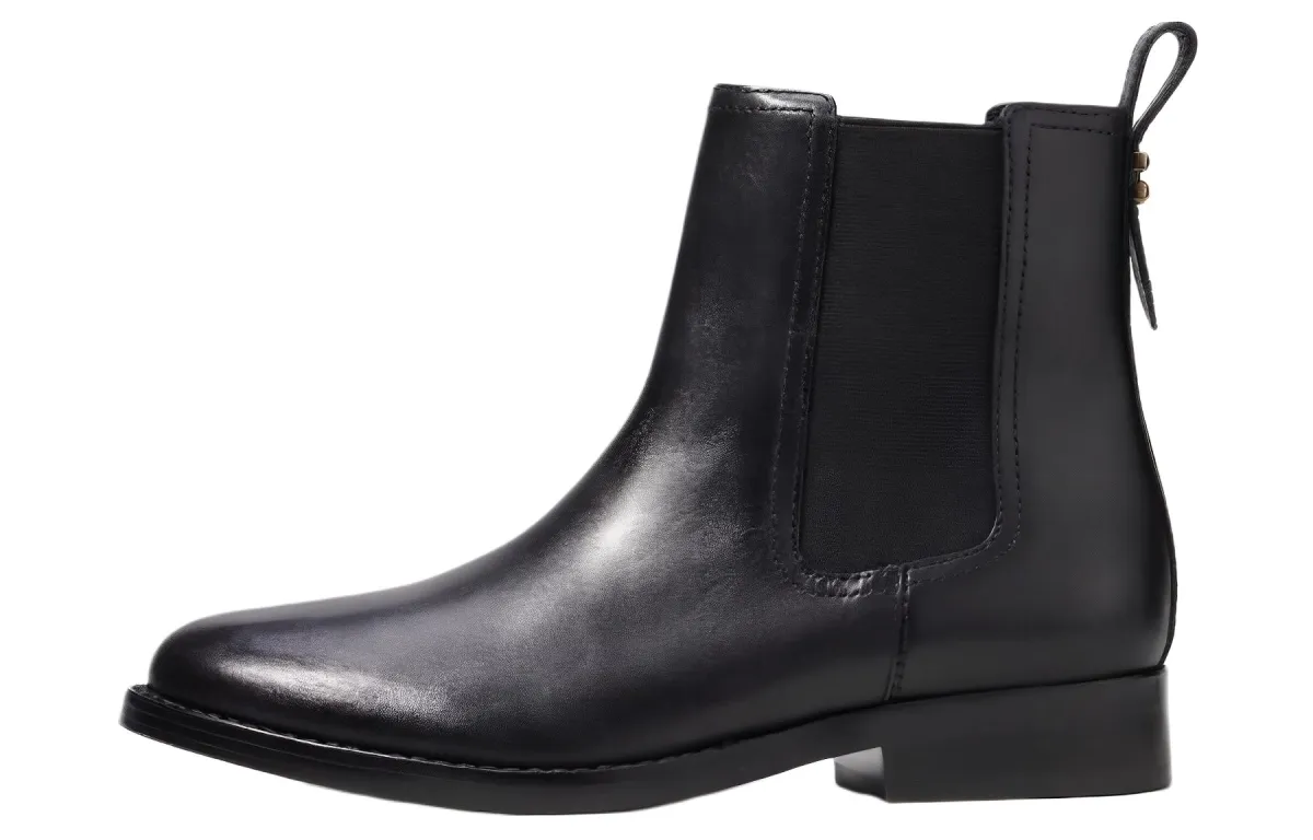 COACH Leather Short Chelsea Boots 2.5cm Women's Black