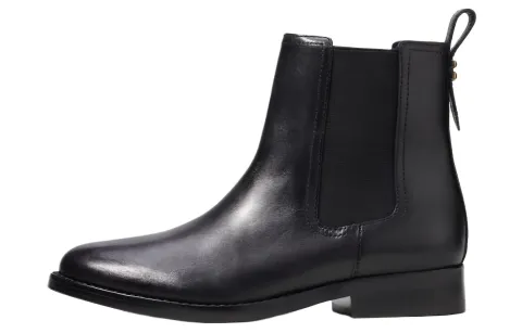 COACH Leather Short Chelsea Boots 2.5cm Women's Black