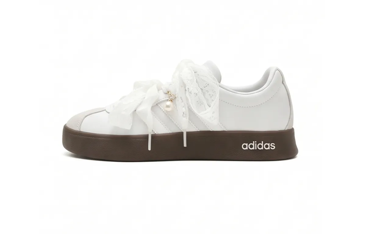 Adidas Vl Court Classic Low-top Skateboard Shoes Unisex Silver White
