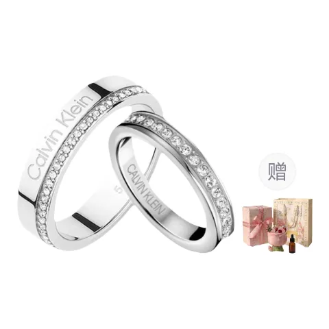 CALVIN KLEIN 316 Stainless Steel, Artificial Crystal Niche, Trendy, Premium Aesthetic Versatile Ring Unisex Silver