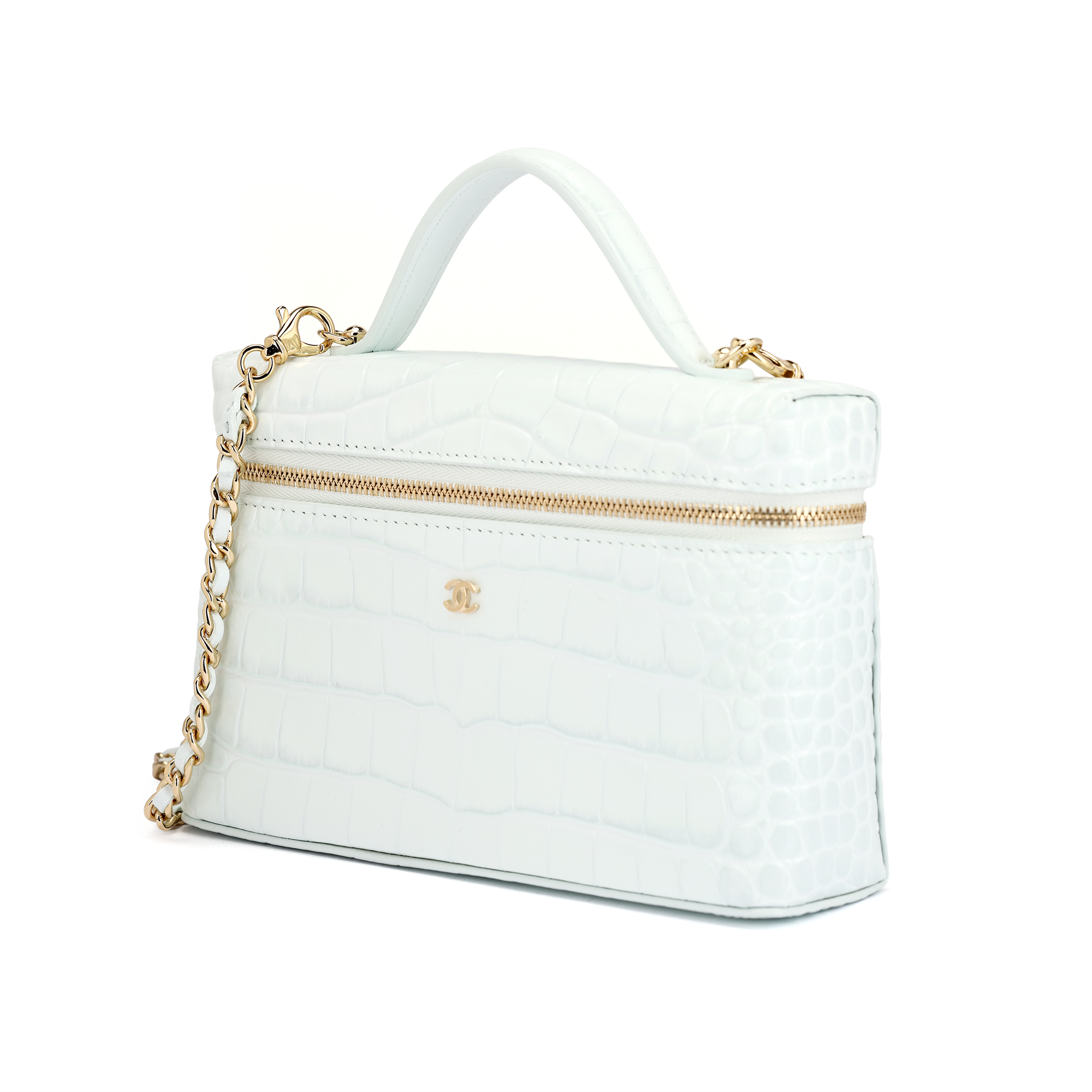 Женская сумка Chanel Vanity Bag with Chain 26B C Logo LP (голубой) — фото 2