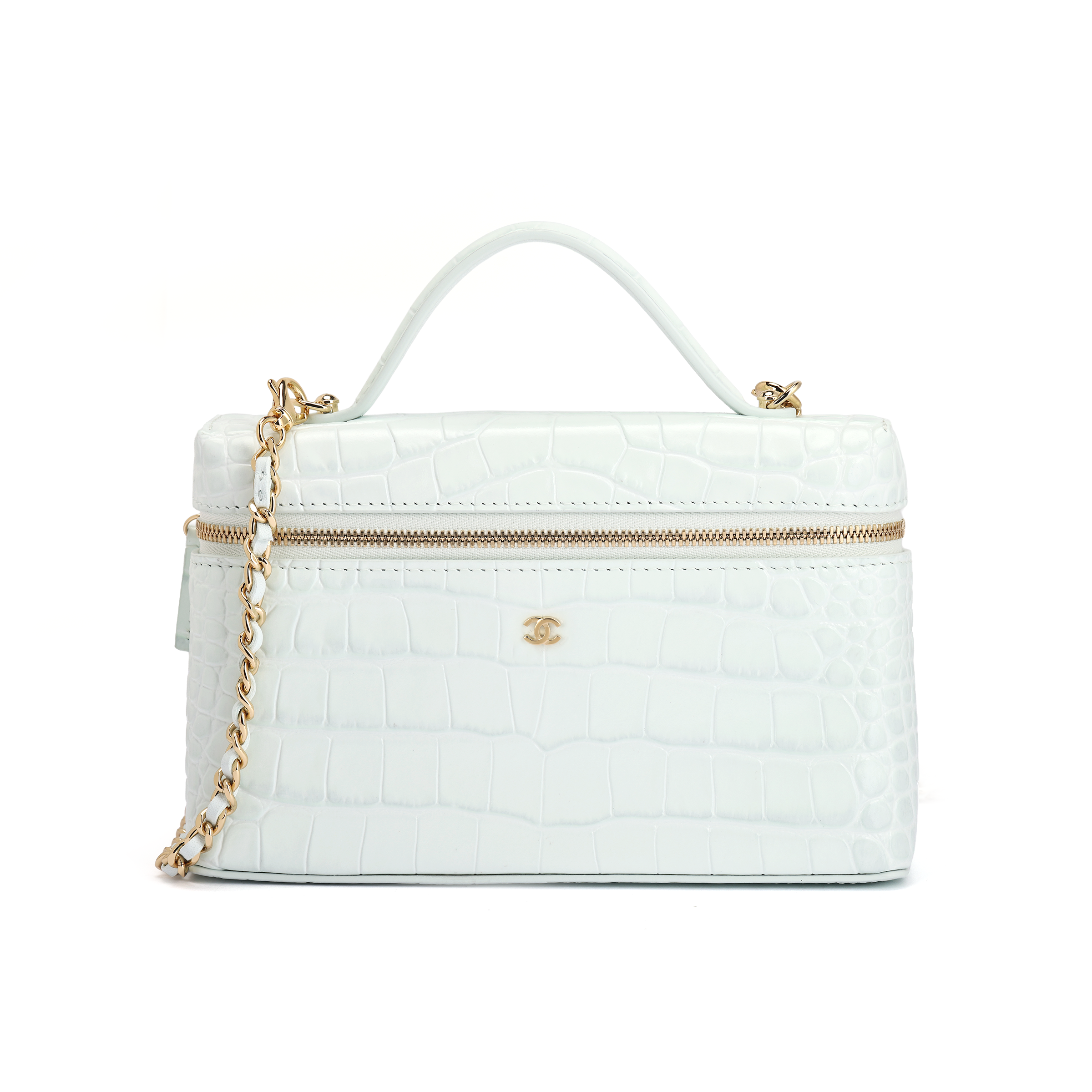 Женская сумка Chanel CHANEL Vanity Bag with Chain 26B C Logo LP (голубой)