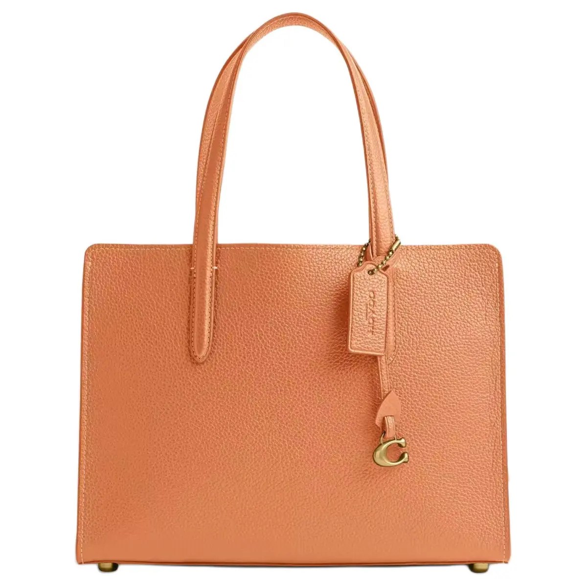 COACH Carter Cow Leather Tote Shopping Bag Shoulder Bags Large Women's Orange