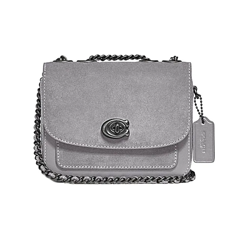 COACH Madison Calfskin Suede Leather Shoulder Bag, Crossbody Bag Mini Women's Gray