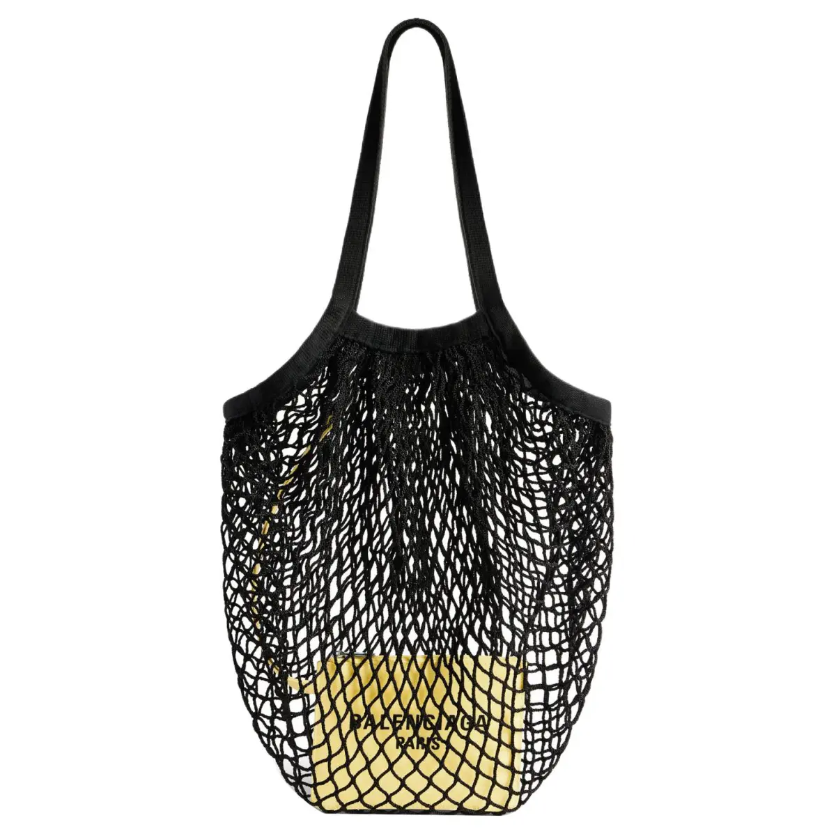 Balenciaga Nylon Fishnet With Webbing Handbag Shoulder Bags Medium Women's Black & Yellow