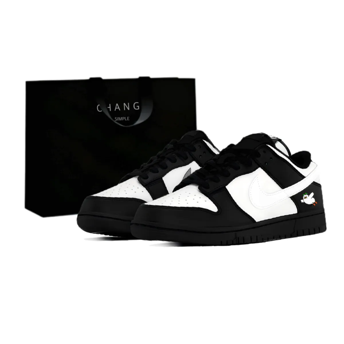 Nike Dunk Black And White Dove Cushioning Low top Skateboard Shoes Unisex White Black