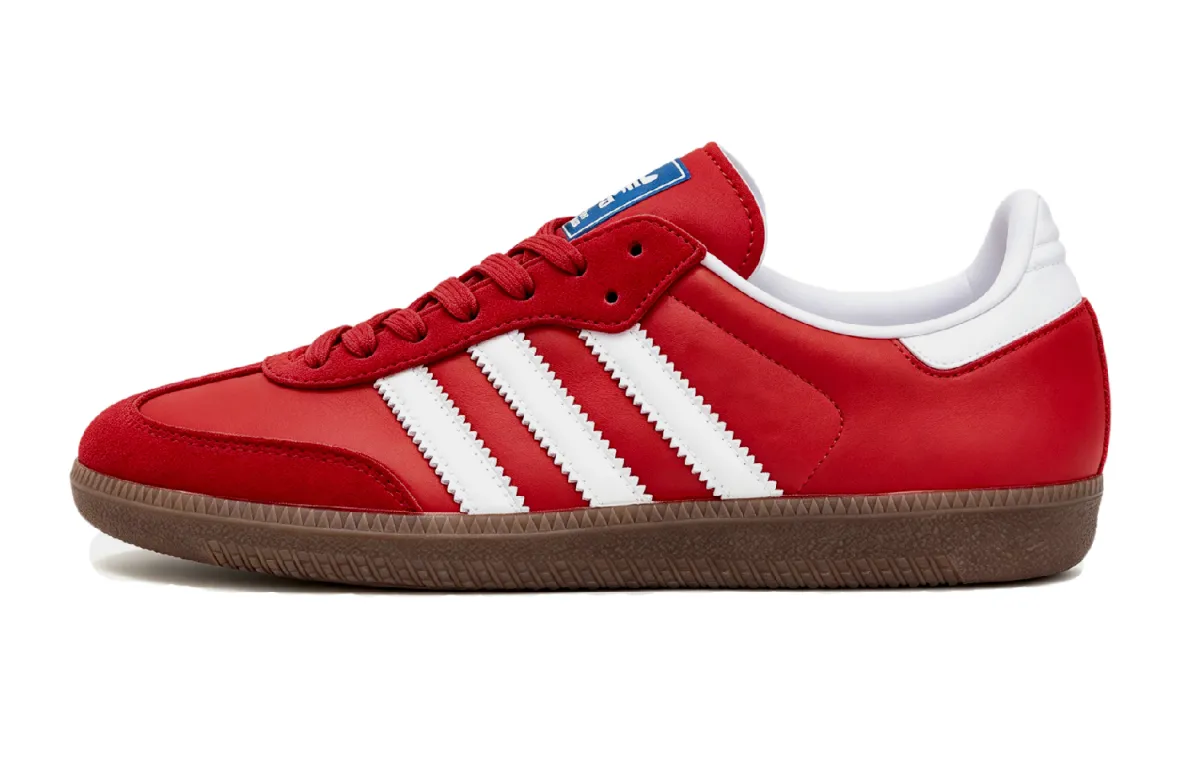 Adidas Originals SAMBA OG Slip Resistant Abrasion Resistant Low top Skateboard Shoes Unisex Red White