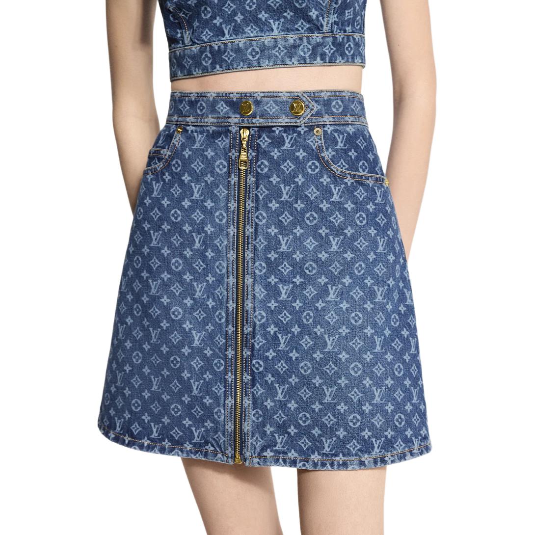 Женская юбка Louis Vuitton Monogram SS26 Resort (синяя) — фото 7