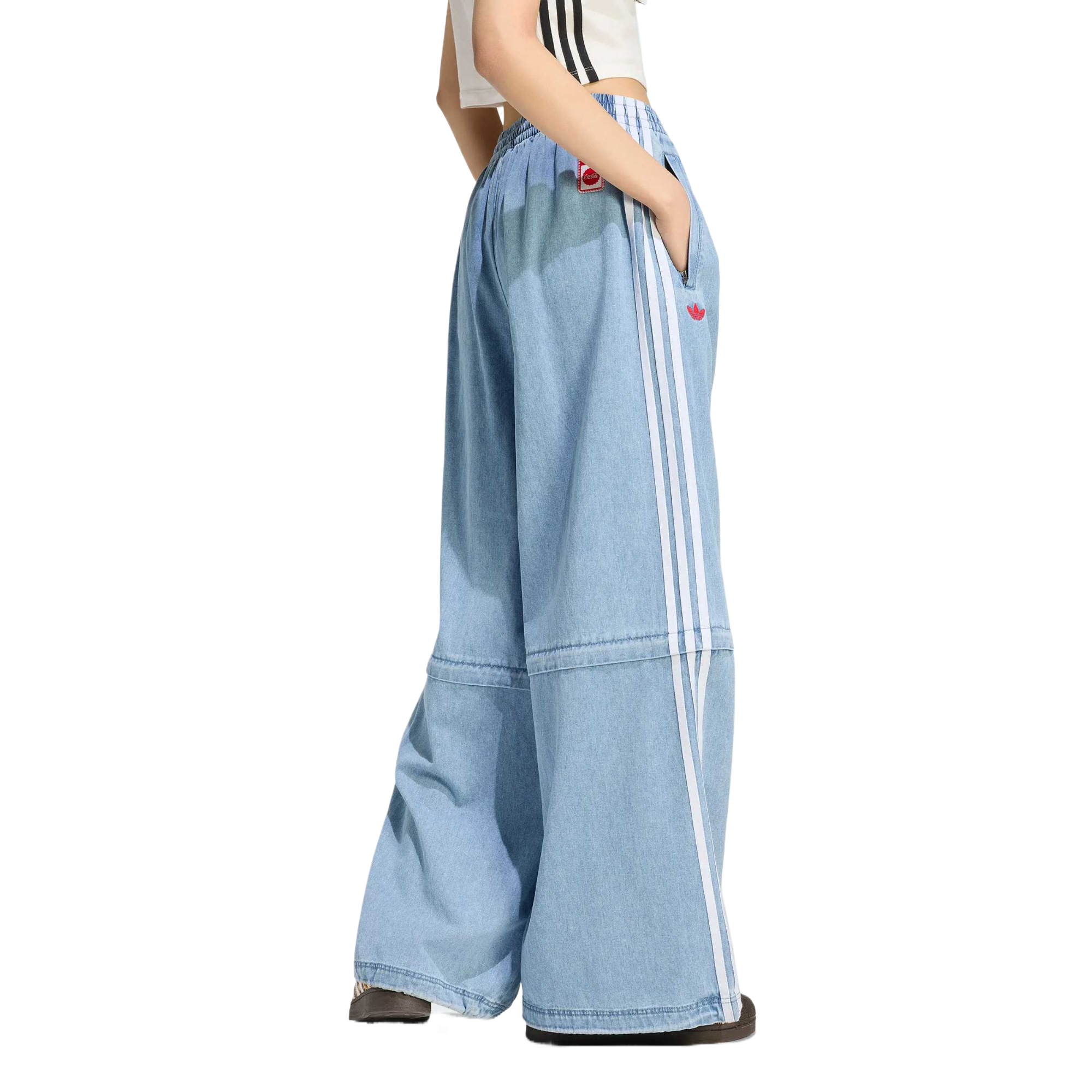Женские джинсы adidas Originals × Coca-Cola Adilenium Firebird Denim Track (голубые) — фото 4