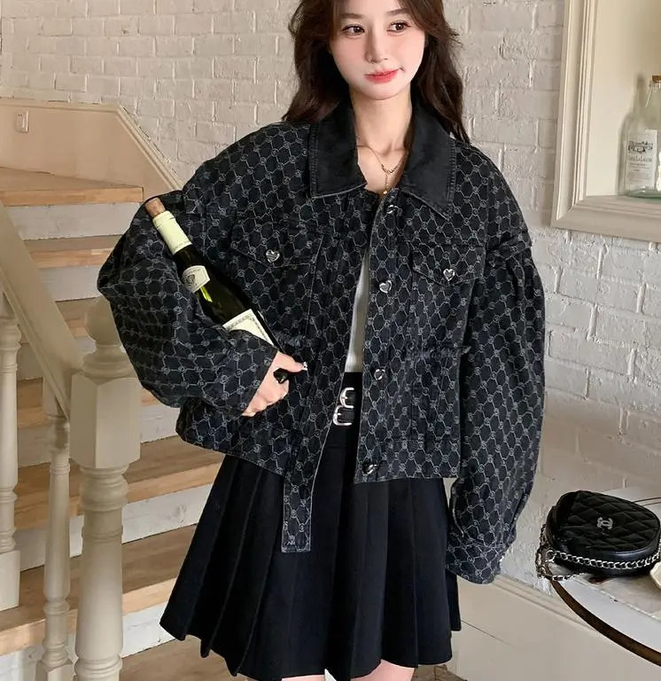 OURUOKE Черный Женские Джинсовые Куртки