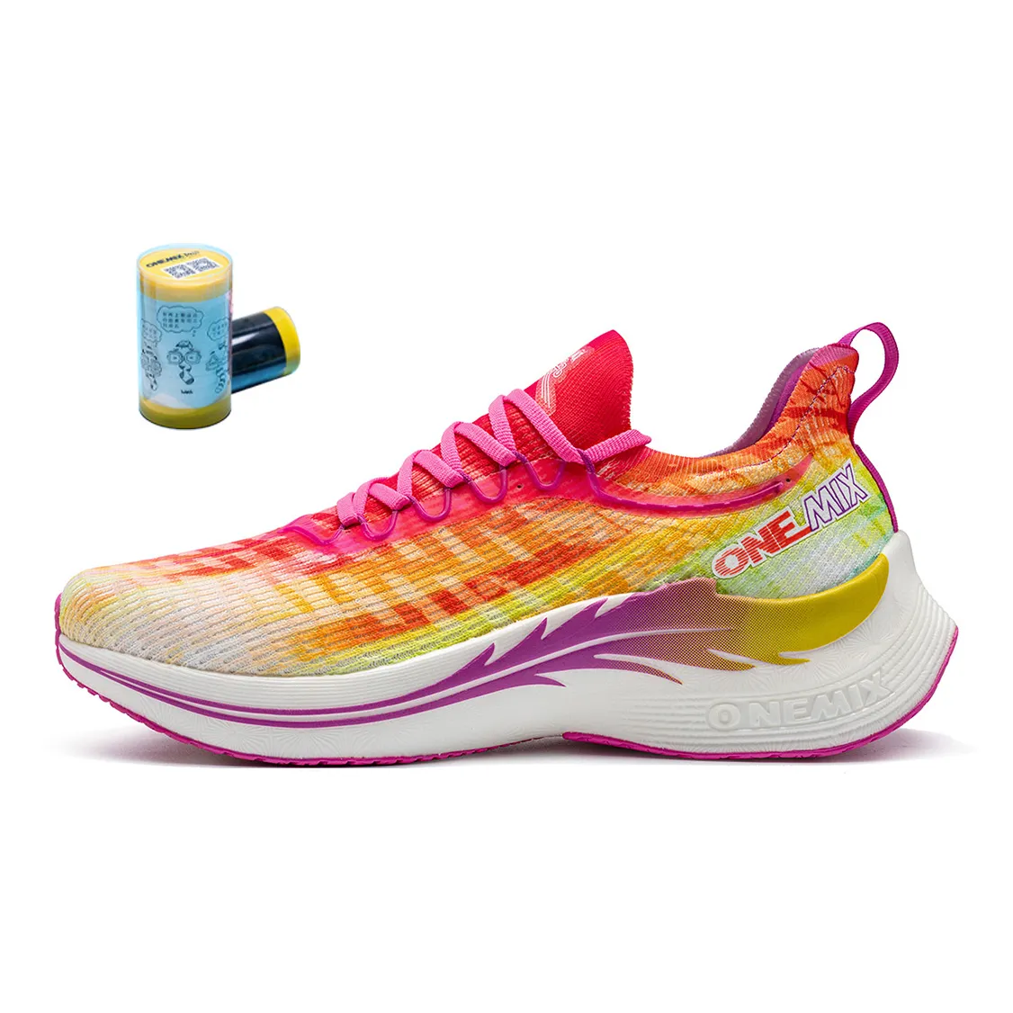 ONEMIX Fish Wings Running Shoes Unisex Multicolor Rose Red
