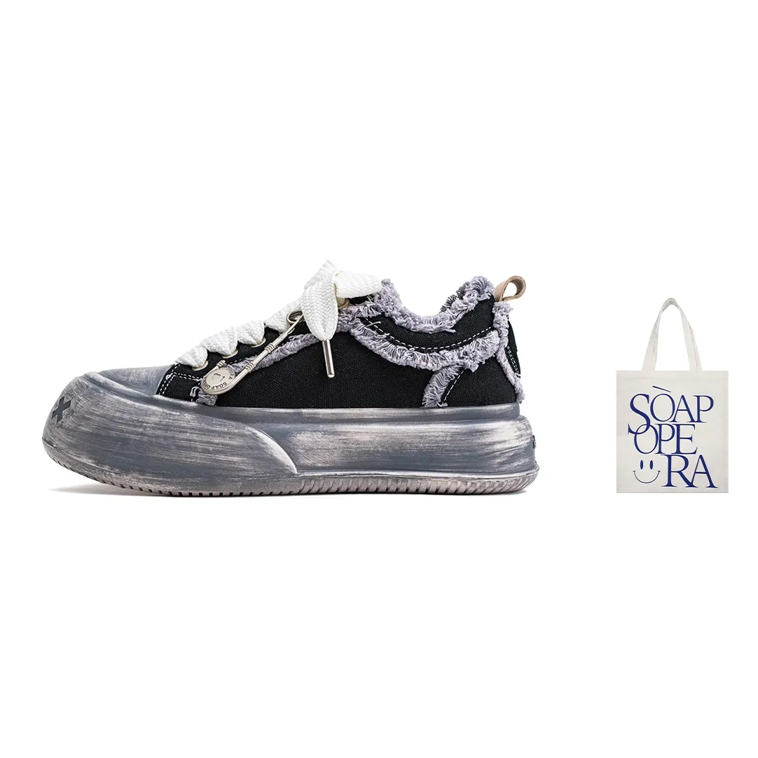 SOAP OPERA Wiping Color Series Canvas Shoes Unisex Low Top Gray