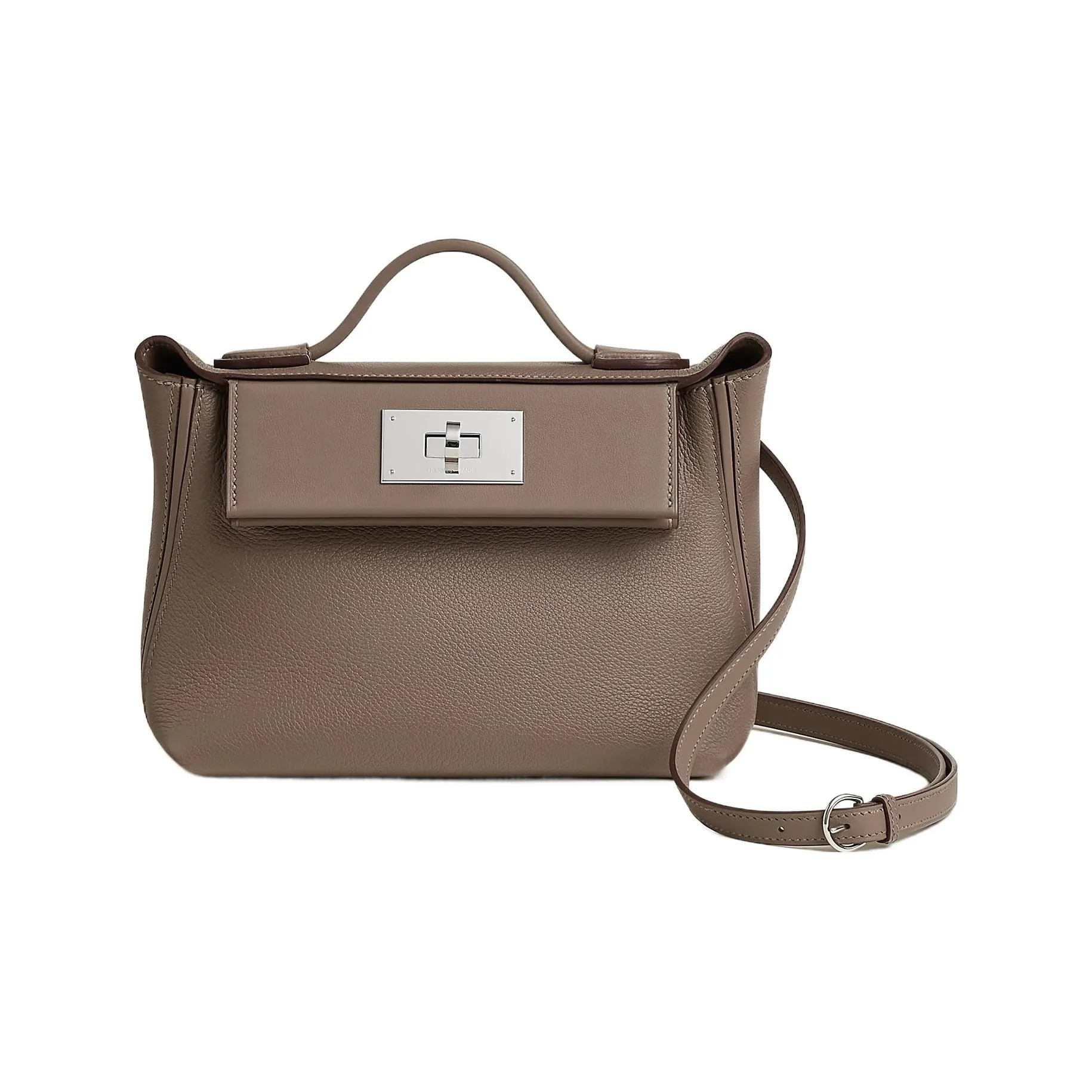 HERMES 24/24 Evercolor With Swift Calfskin Handbag Shoulder Bag Crossbody Bag Mini Women's Elephant Gray