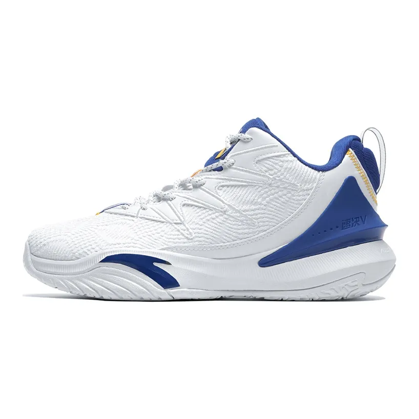 Anta The Dagger 5 Cushioning, Wear Resistant Low Top Performance Basketball Shoes Men's White Blue