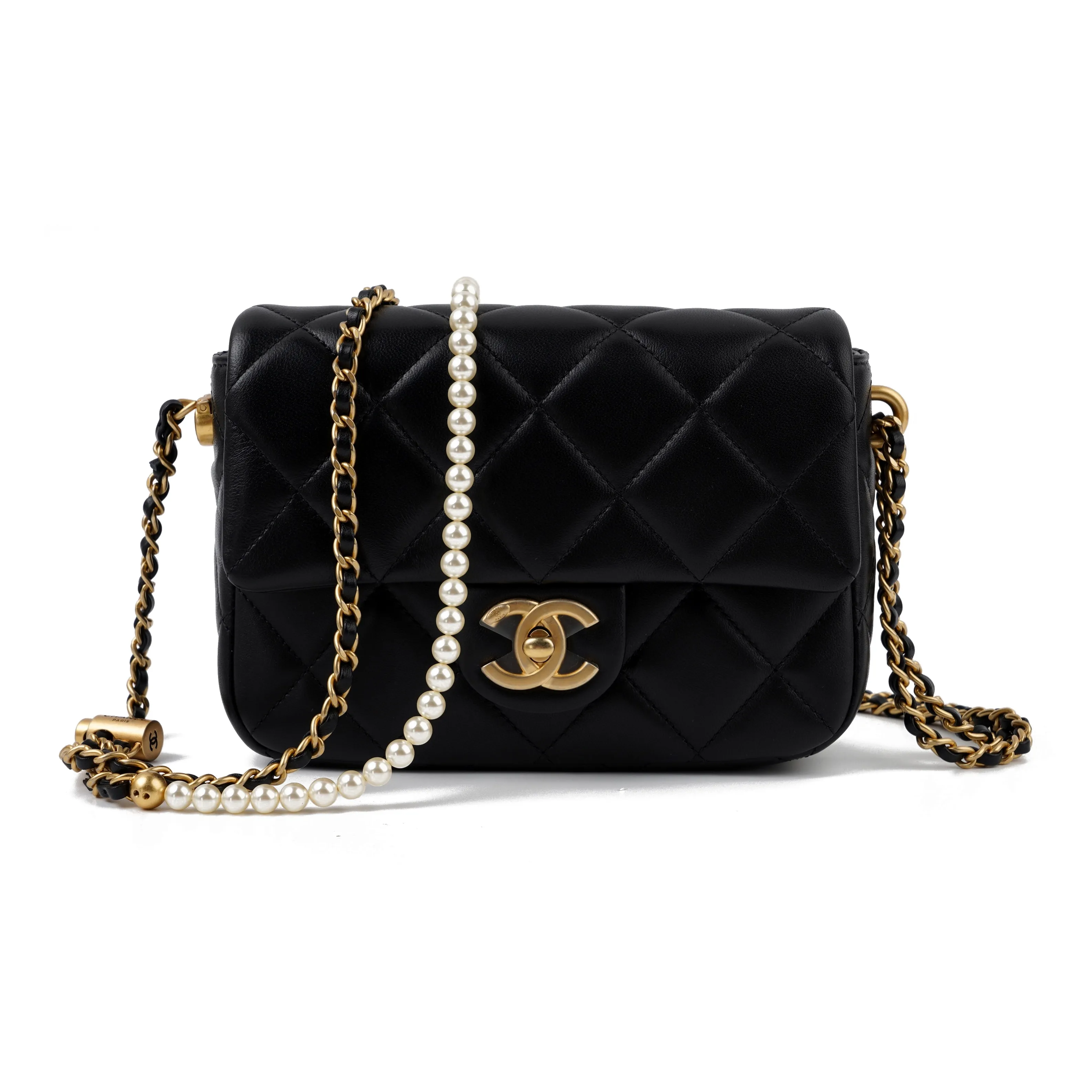 CHANEL Classic Flap CF21K Winter Sheepskin Shoulder Bag, Crossbody Bag Women's Black