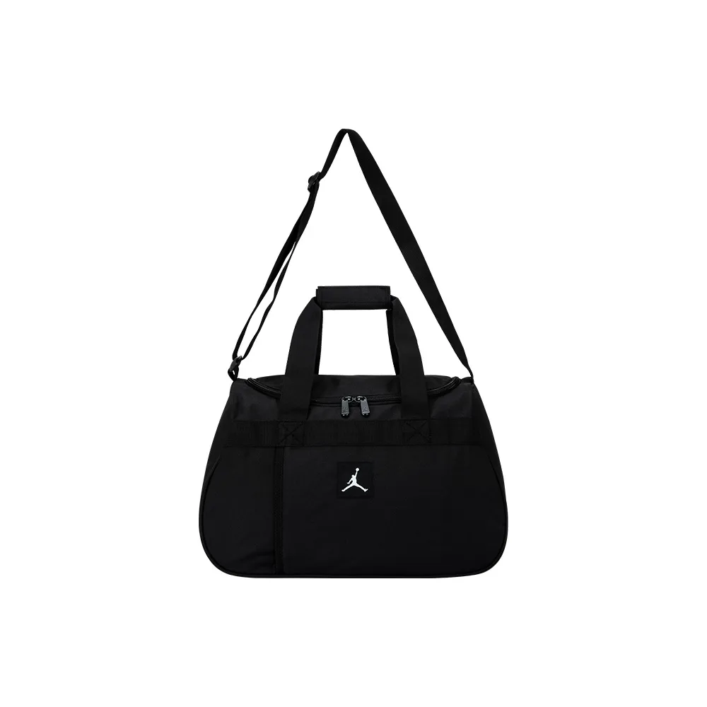 Jordan Polyester Vintage Floral Pattern Travel Bag Luggage Bag Gym Bag Medium Size Unisex Jet Black