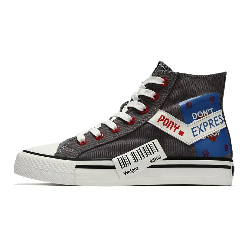 PONY Shooter Anti Slip Wear Resistant Impact Resistant And Balance Coverage High Top Canvas Shoes Unisex Gray White