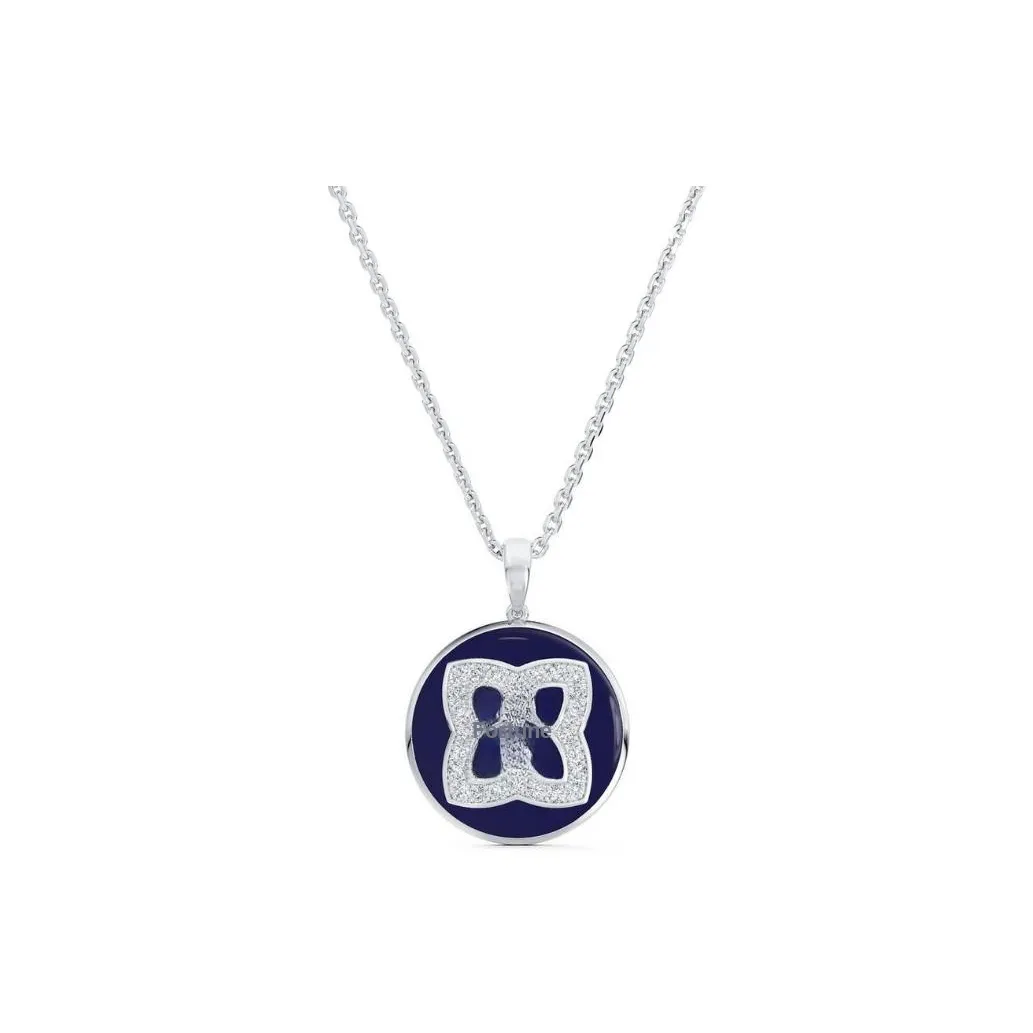 De Beers 18kt White Gold Enchanted Lotus Diamond And Enamel Necklace